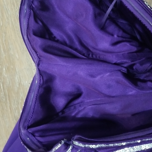 (5/6) LE CHÂTEAU Sequined Empire Waist High Low Jewel Tone Dress Prom Graduation - Picture 9 of 11